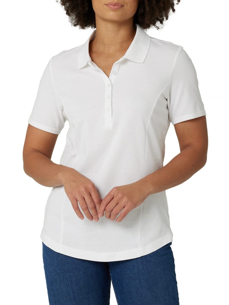 Riders by Lee Indigo Women's Plus-Size Morgan Short Sleeve Polo Shirt, Arctic White, 4X